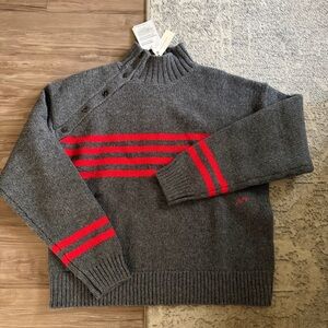 Anthropologie Gray and Red Women's Crewneck Sweater